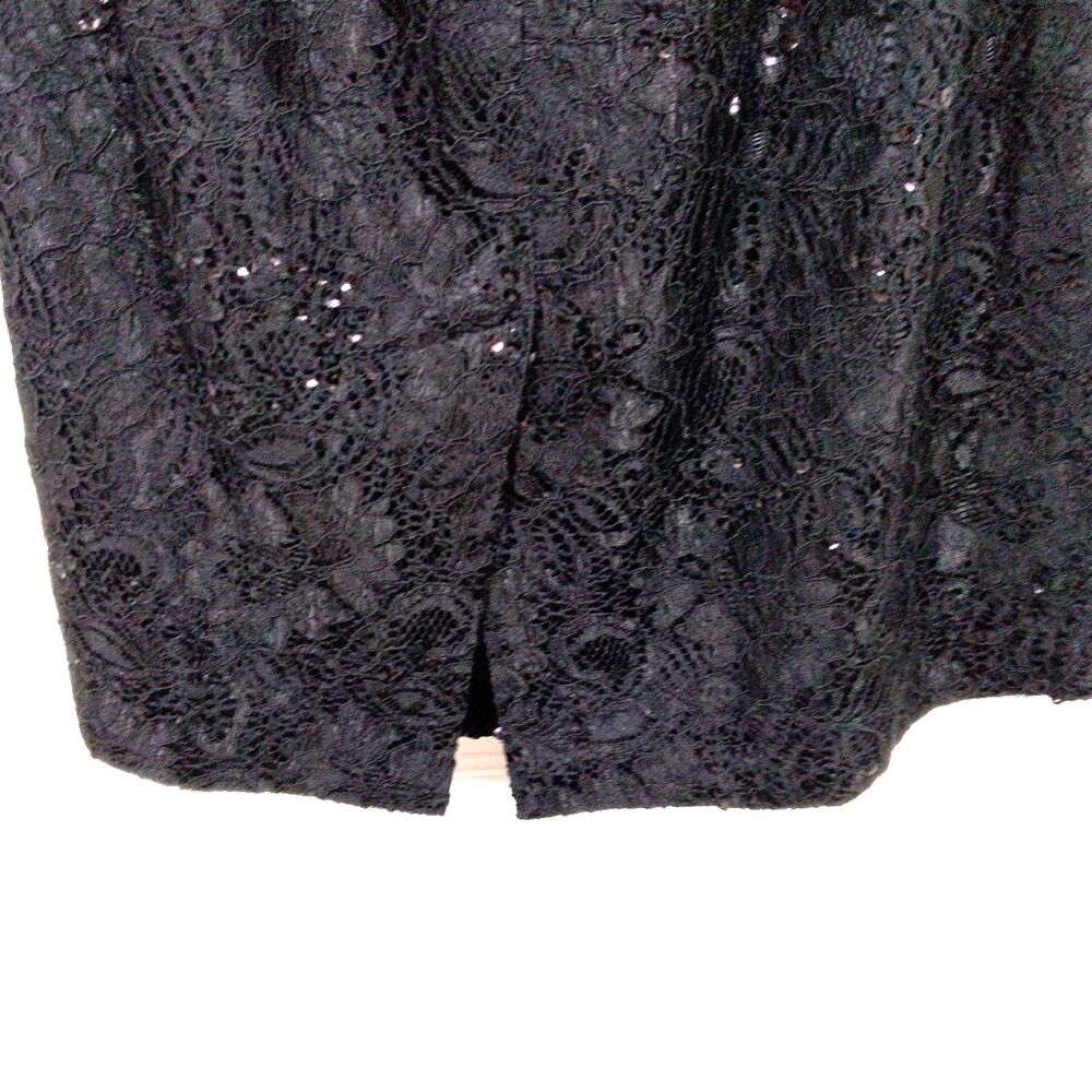 White House Black Market Black Sequin Strapless Cocktail Dress Lace Party - Picture 6 of 9